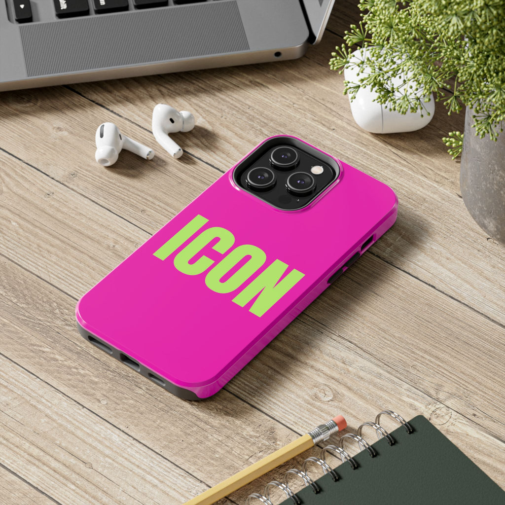 ICON Tough Phone Case — Neon Pink & Lime Bold Text Protective Case