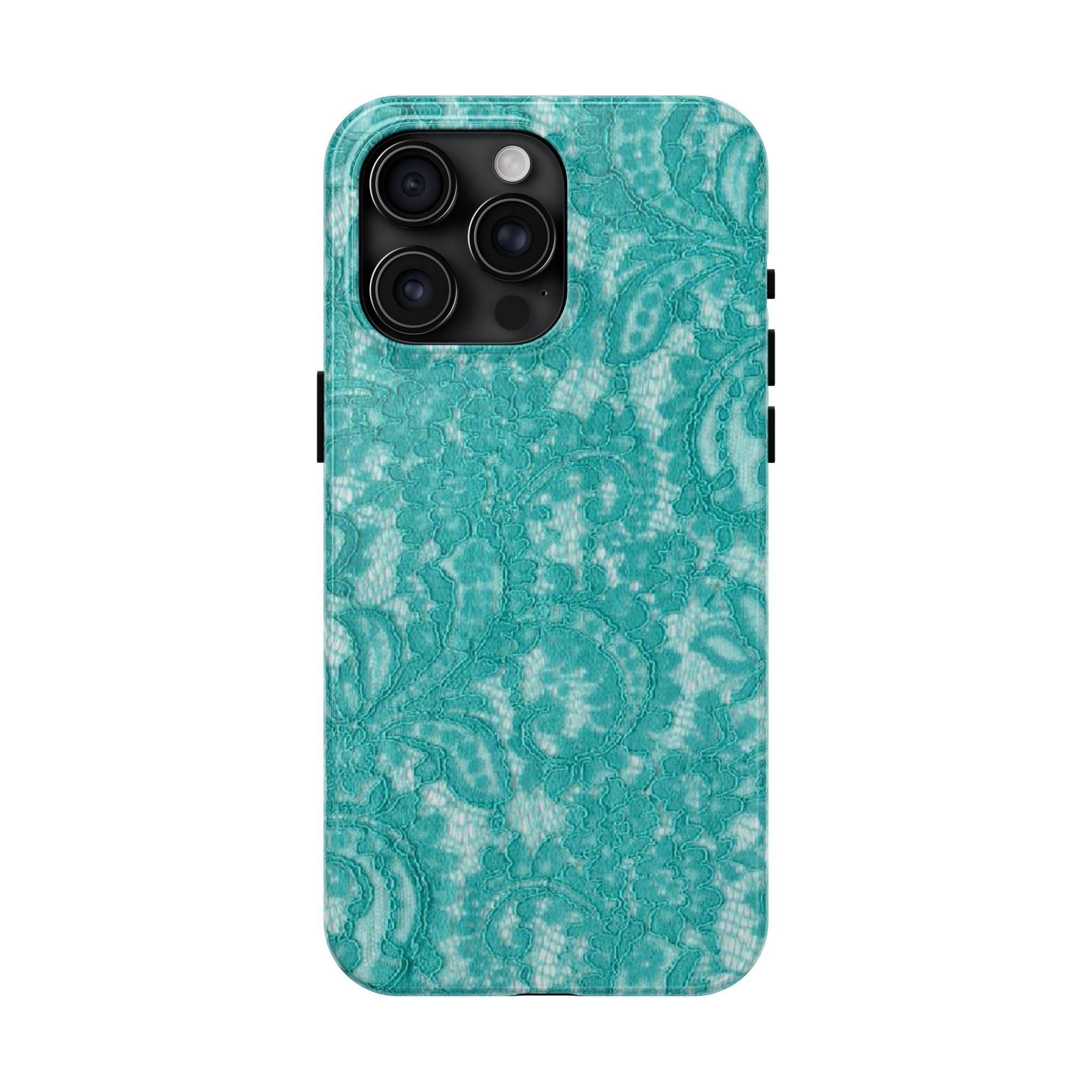 Teal Lace Tough Phone Case — Protective Floral-Pattern Phone Cover