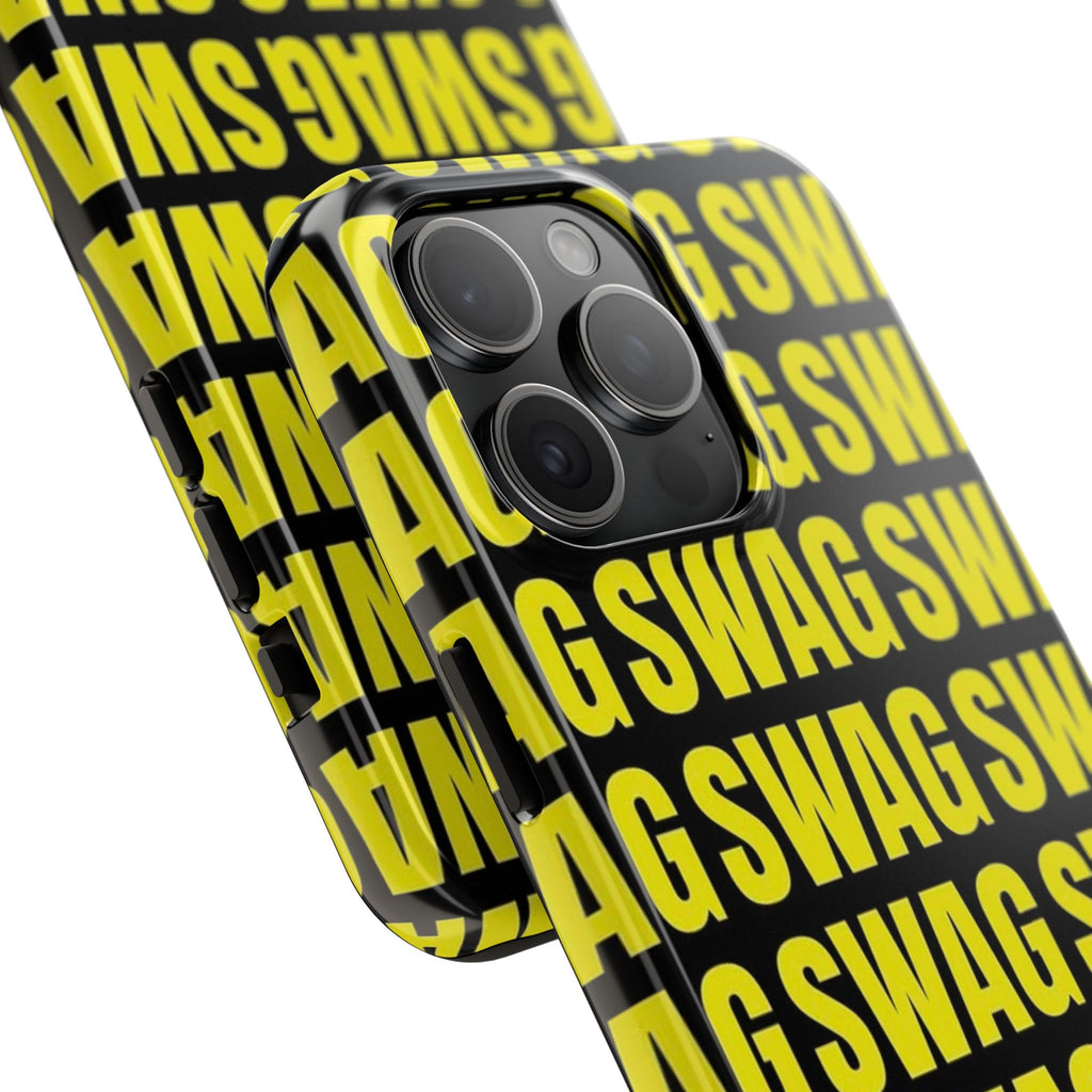 SWAG Pattern Tough Phone Case — Bold Yellow Text Protective Cover