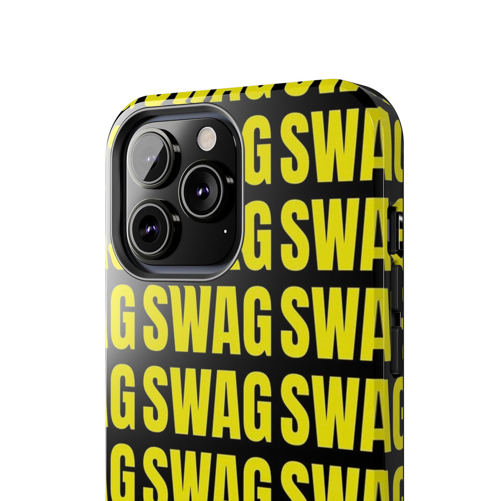 SWAG Pattern Tough Phone Case — Bold Yellow Text Protective Cover