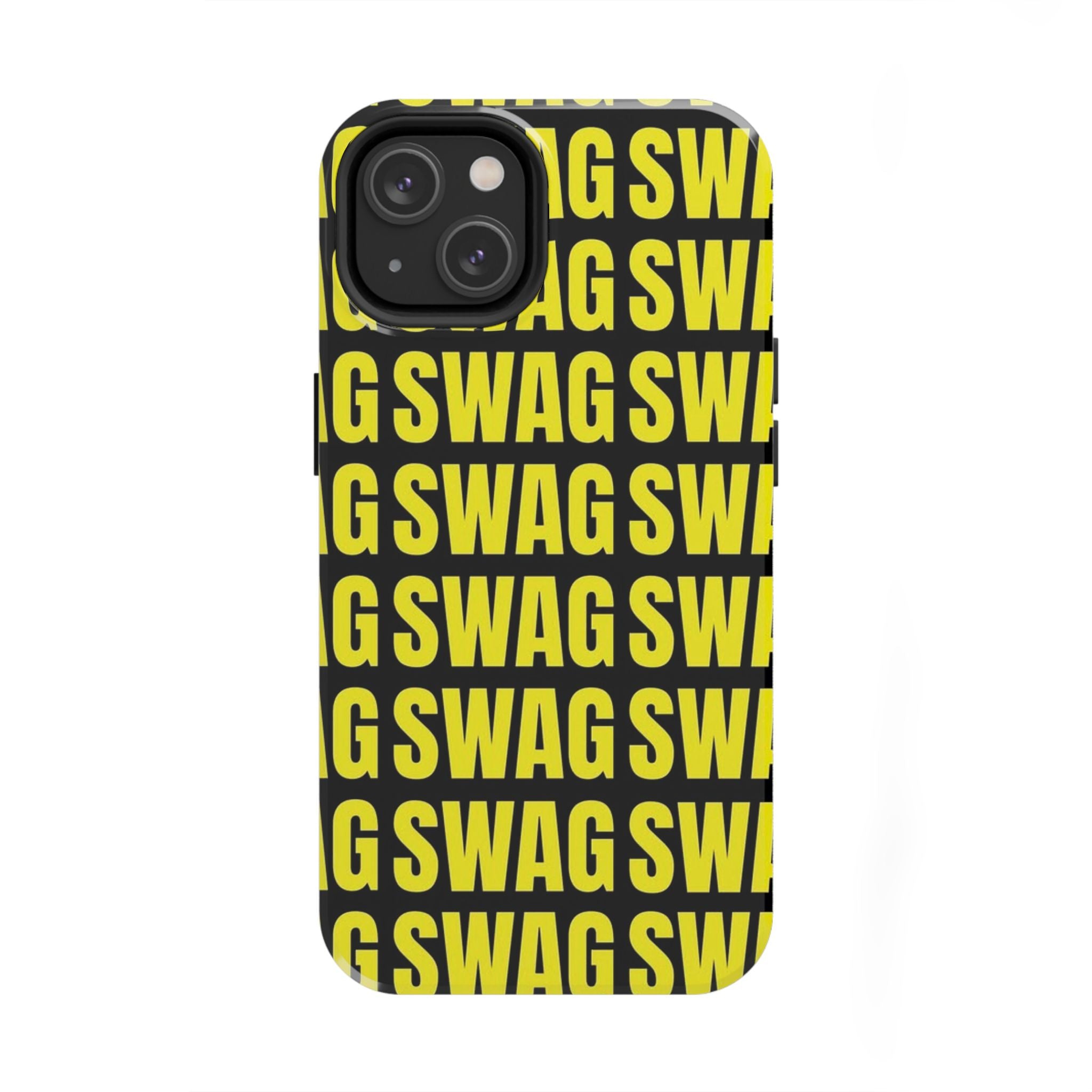 SWAG Pattern Tough Phone Case — Bold Yellow Text Protective Cover