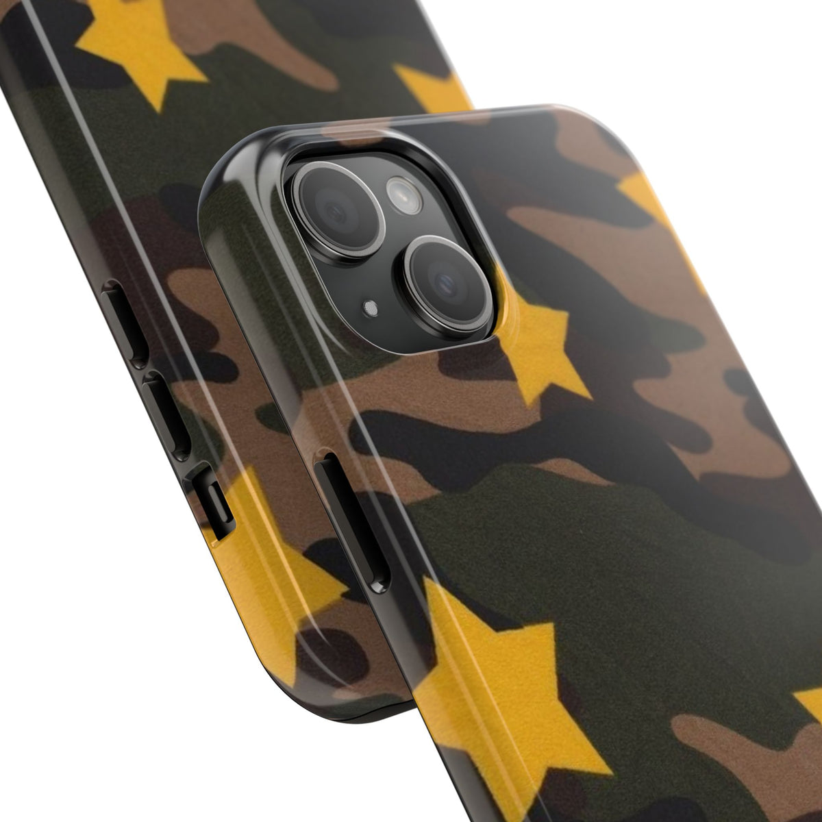 Camouflage Star Tough Phone Case — Military Camo Phone Cover with Yellow Stars