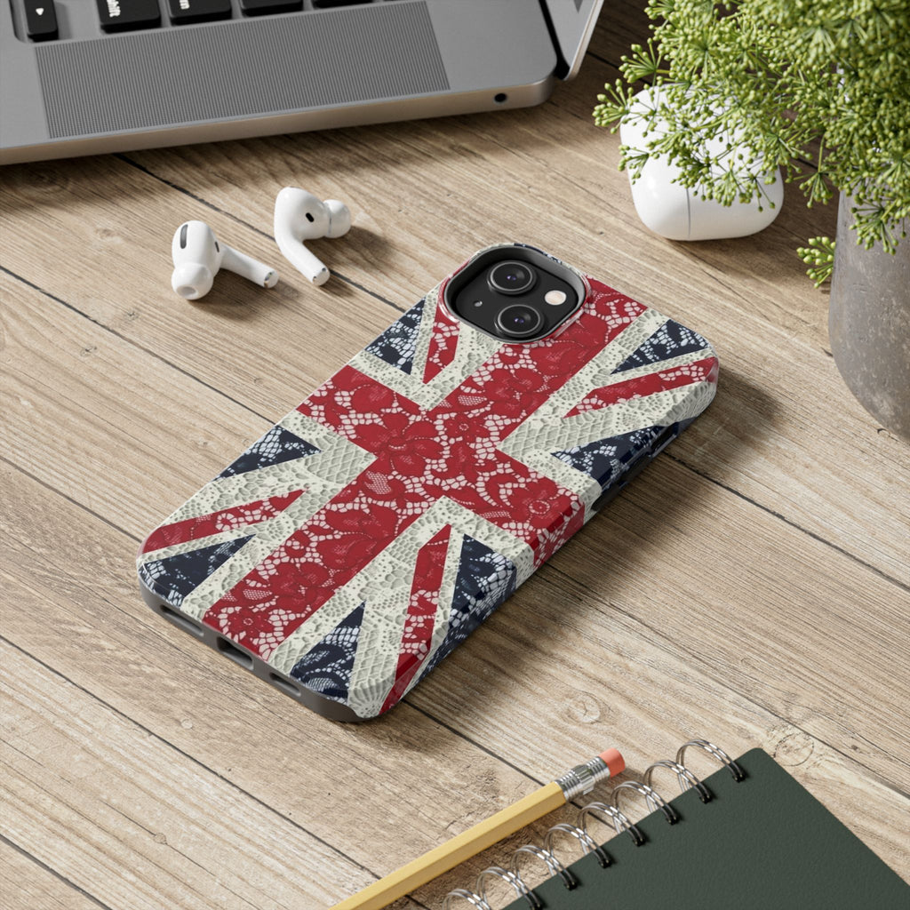 Union Jack Lace Tough Phone Case — British Flag Protective Phone Case