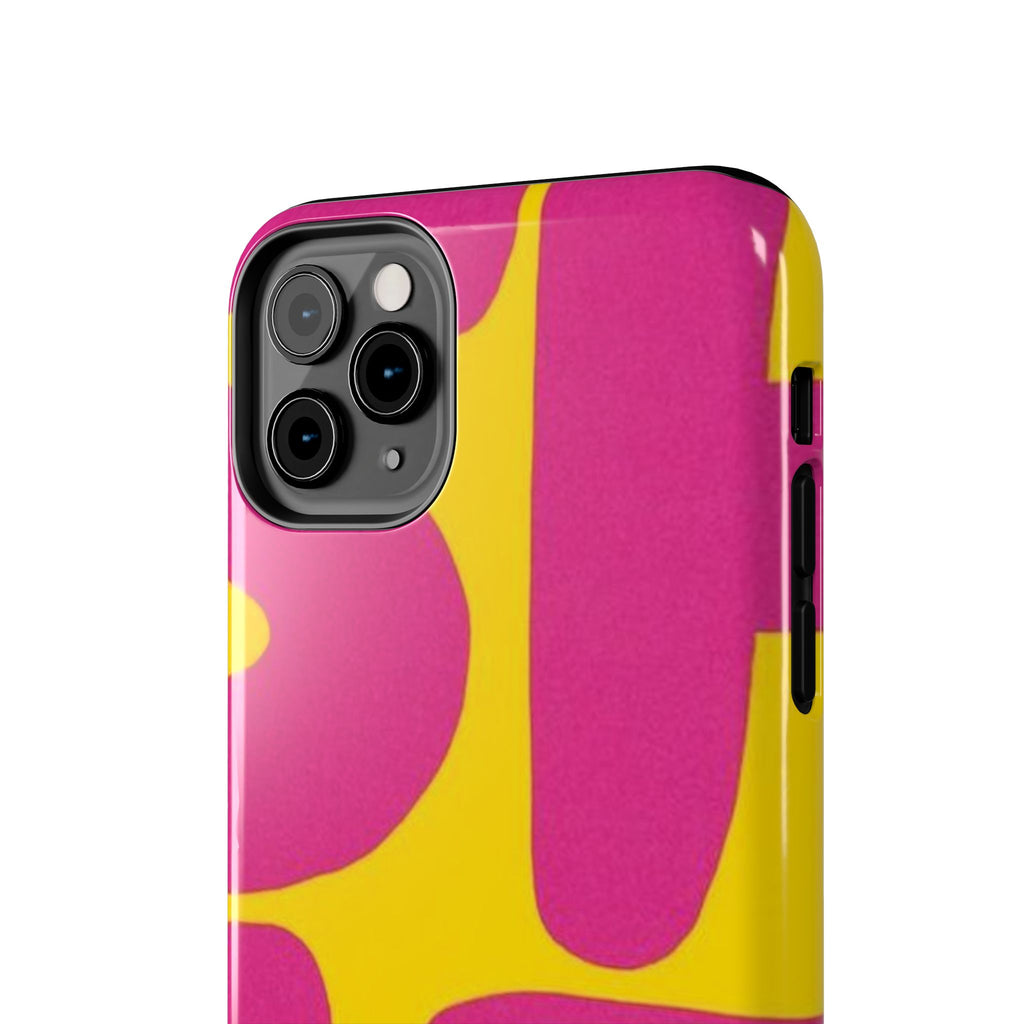 SHIT Retro Abstract Tough Phone Case — Pink & Yellow Pop Art Design