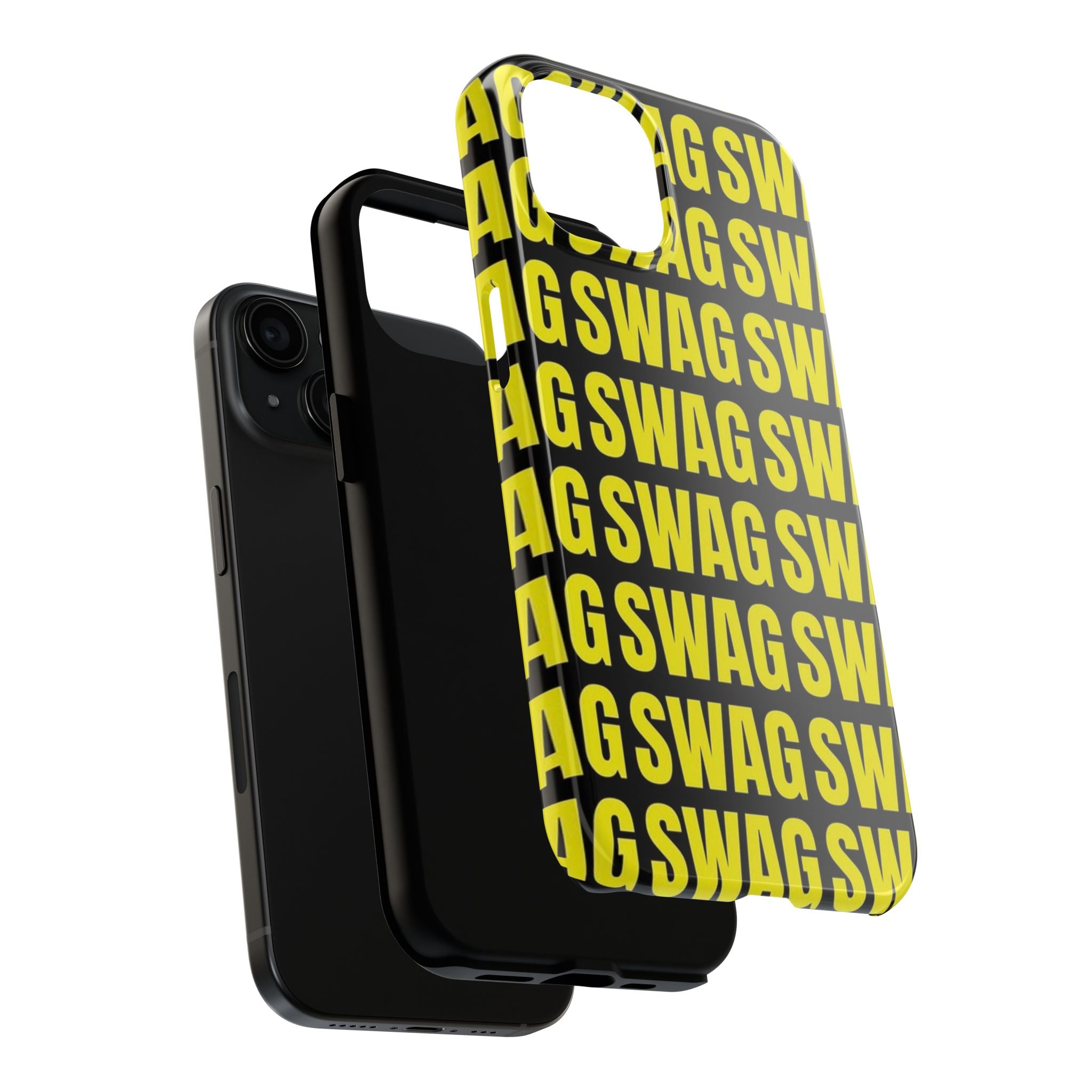 SWAG Pattern Tough Phone Case — Bold Yellow Text Protective Cover