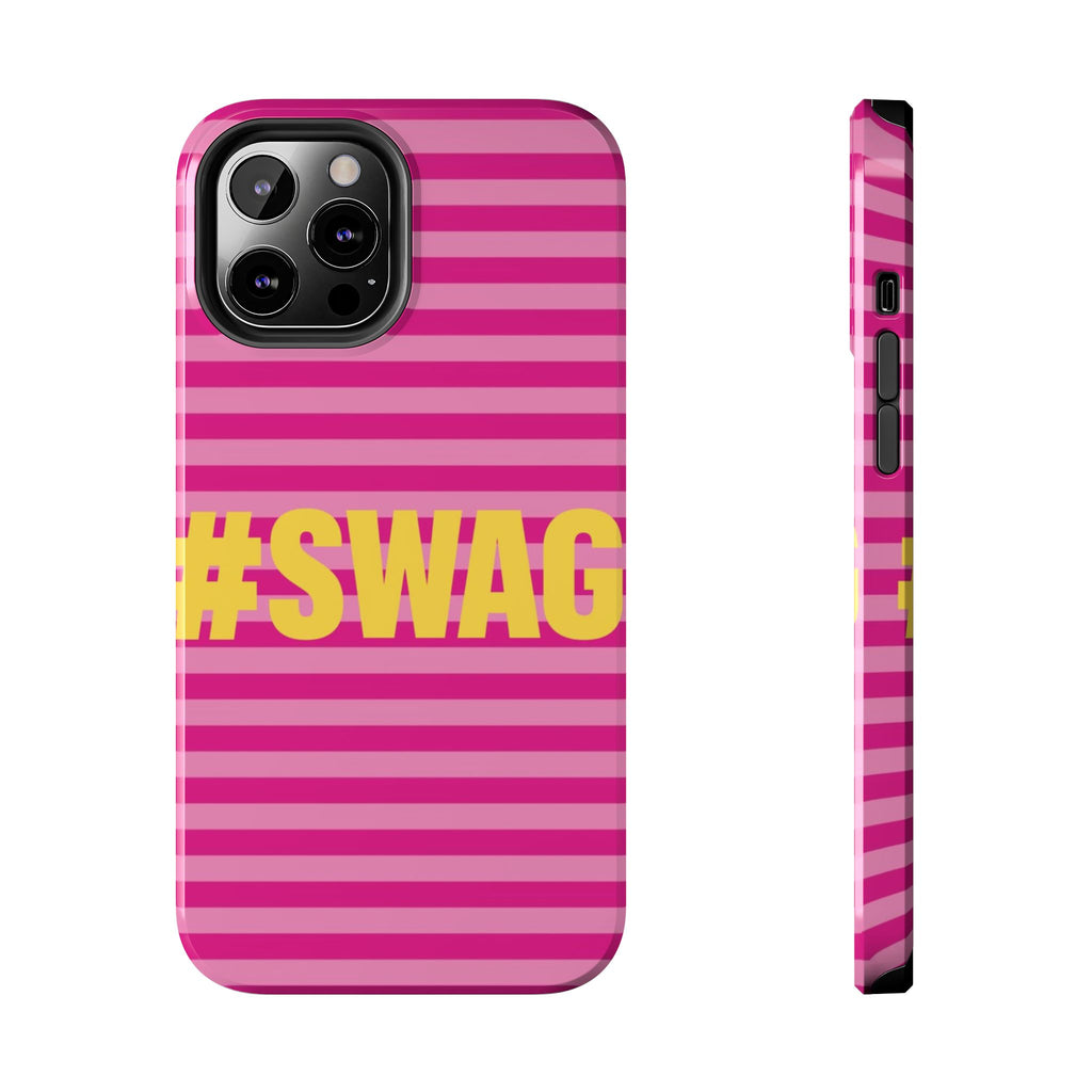 #SWAG Pink Striped Tough Phone Case