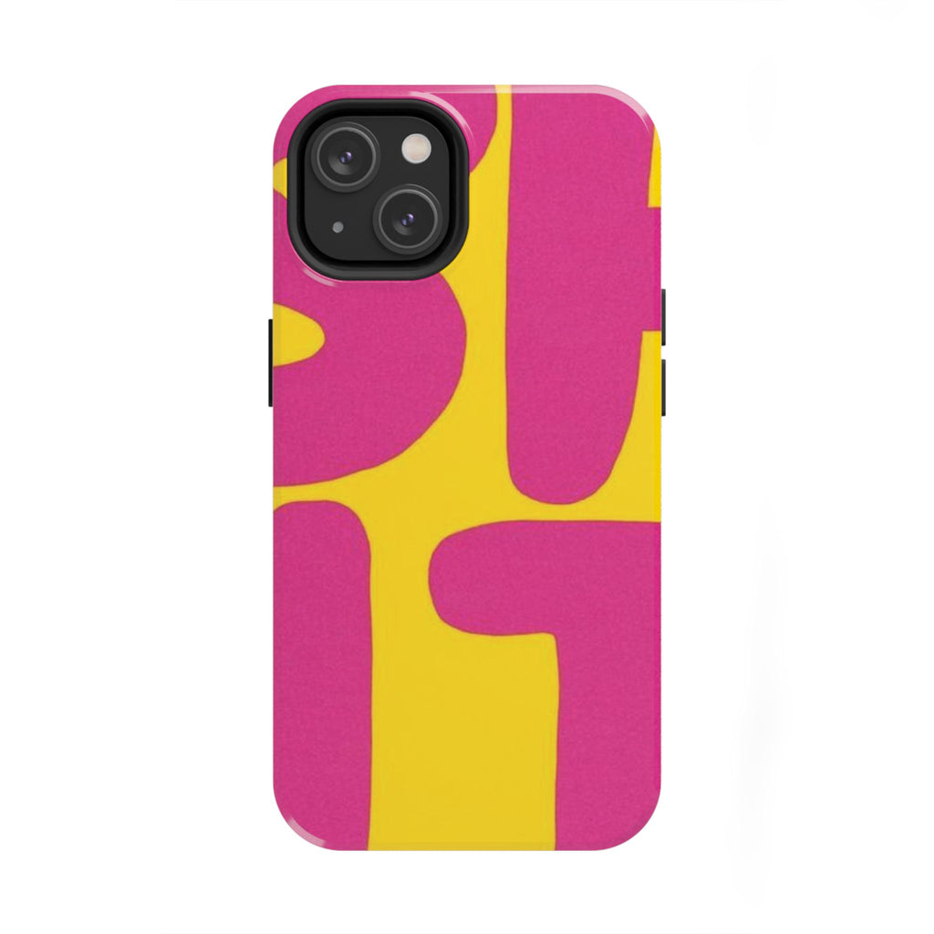 SHIT Retro Abstract Tough Phone Case — Pink & Yellow Pop Art Design