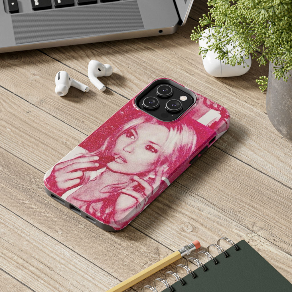 Pink Retro Glam Phone Case — Lipstick Pinup Tough Phone Case