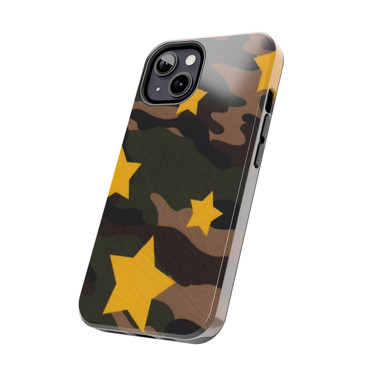 Camouflage Star Tough Phone Case — Military Camo Phone Cover with Yellow Stars