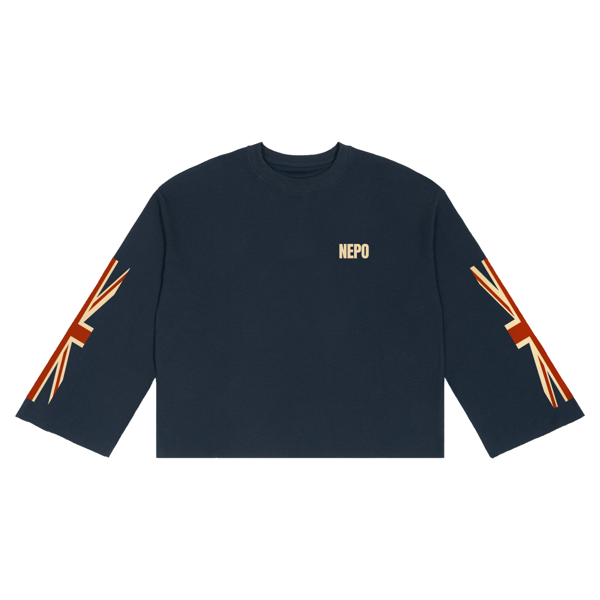 Union Jack-Unisex Waffle Raw Edge T-Shirt