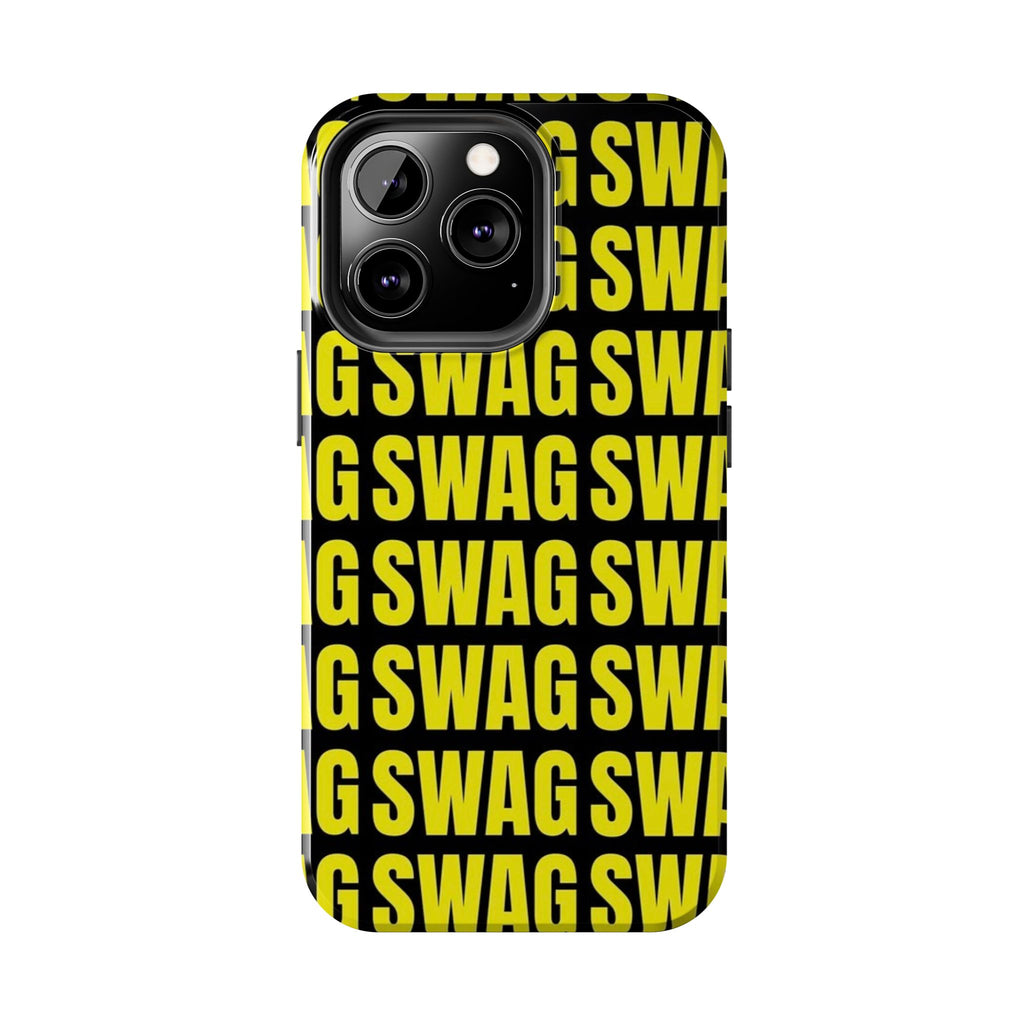 SWAG Pattern Tough Phone Case — Bold Yellow Text Protective Cover