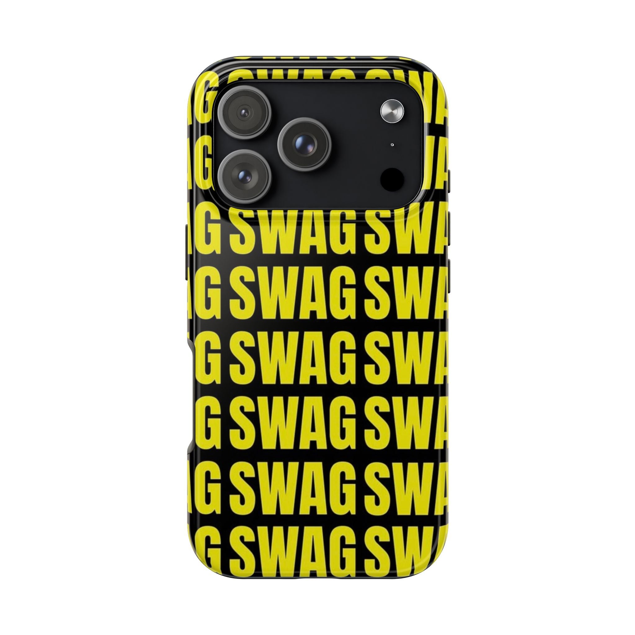 SWAG Pattern Tough Phone Case — Bold Yellow Text Protective Cover