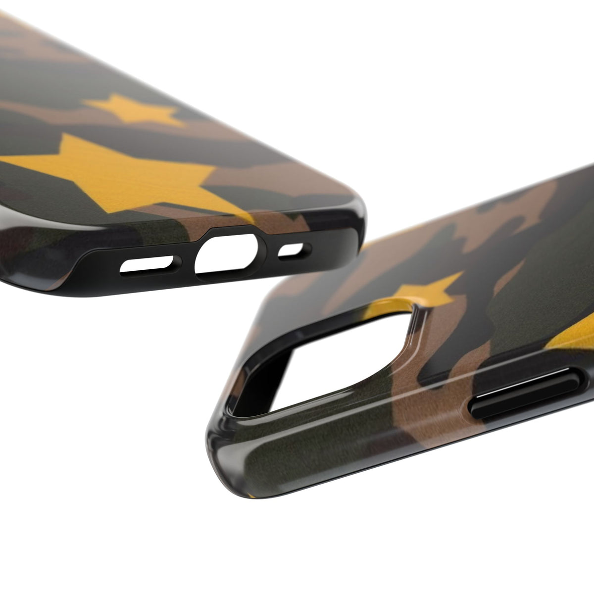 Camouflage Star Tough Phone Case — Military Camo Phone Cover with Yellow Stars