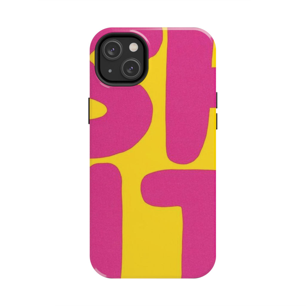 SHIT Retro Abstract Tough Phone Case — Pink & Yellow Pop Art Design