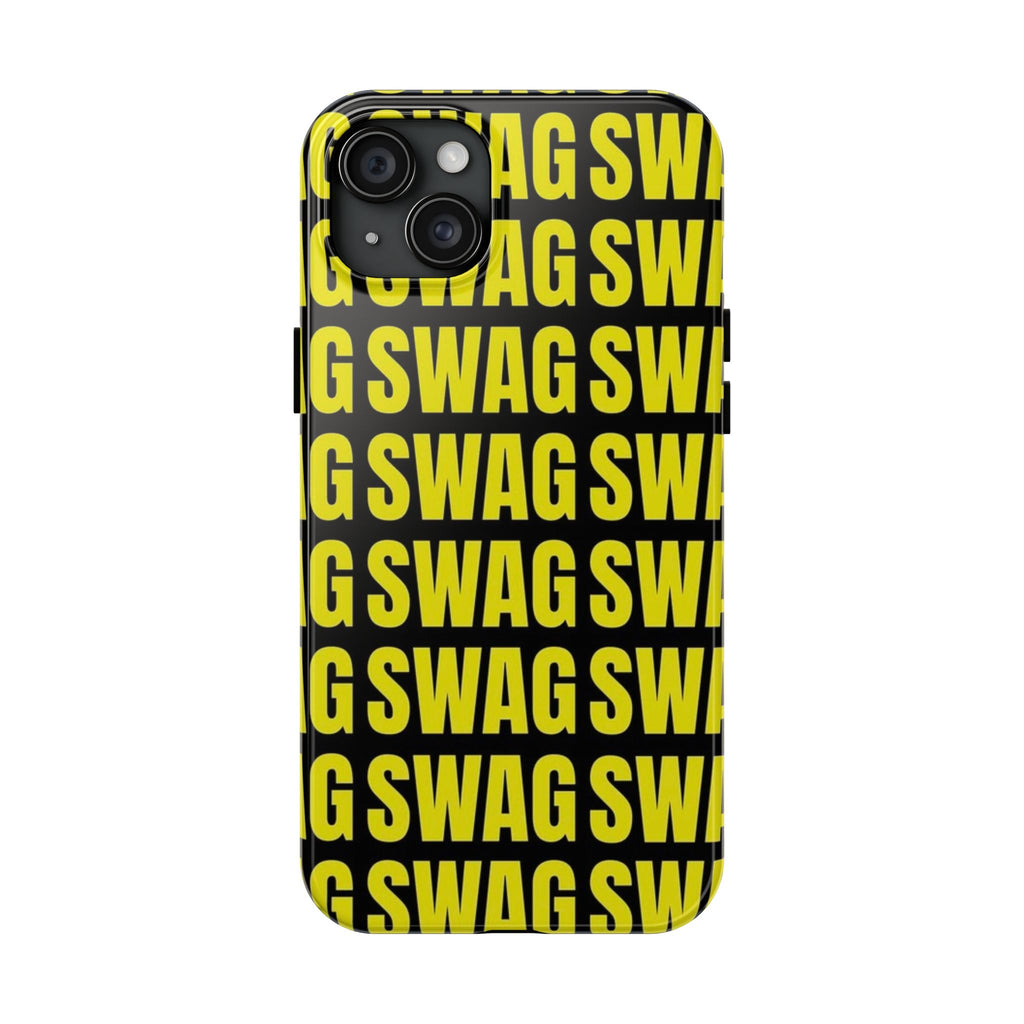 SWAG Pattern Tough Phone Case — Bold Yellow Text Protective Cover