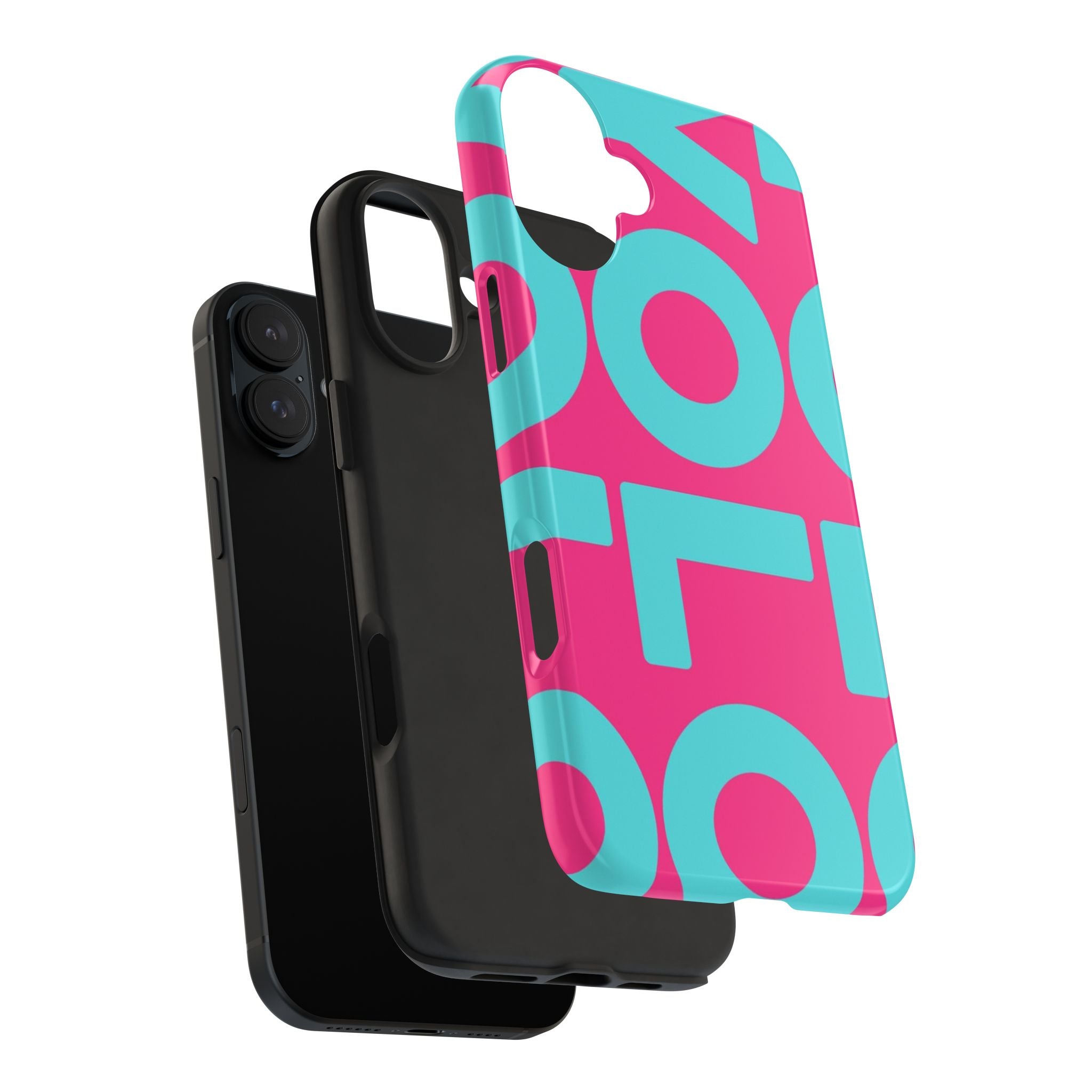 YOLO Tough Phone Case — Bold Pink & Teal Geometric Print