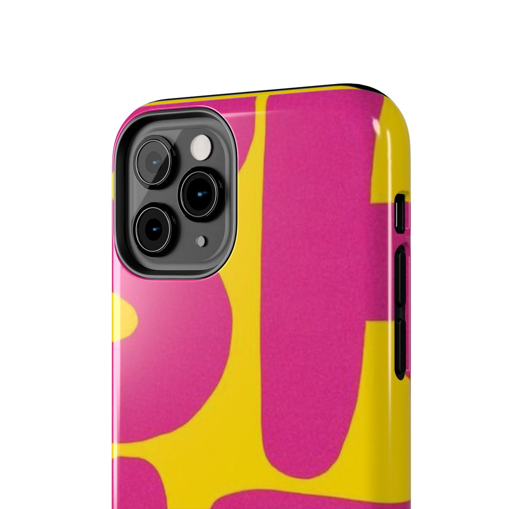 SHIT Retro Abstract Tough Phone Case — Pink & Yellow Pop Art Design