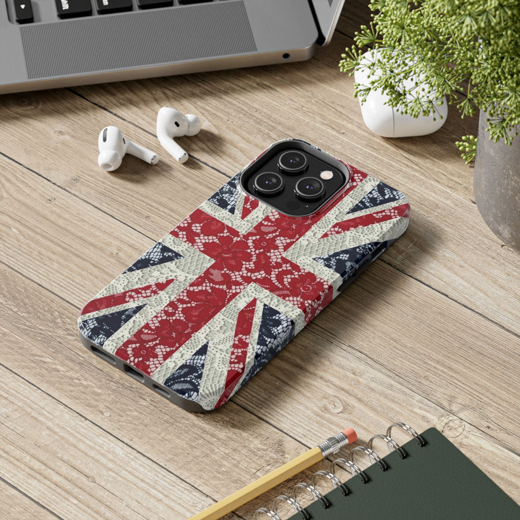 Union Jack Lace Tough Phone Case — British Flag Protective Phone Case
