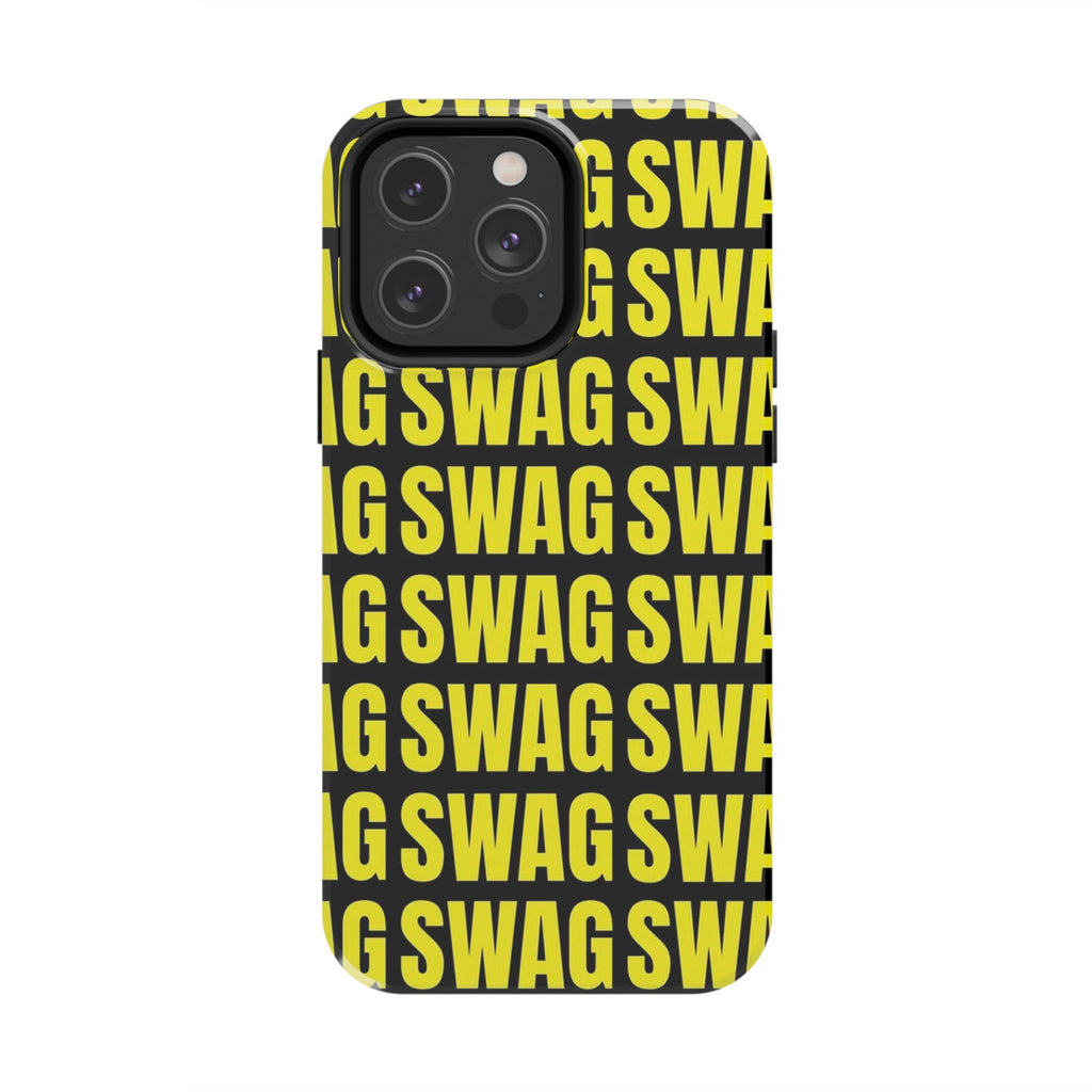 SWAG Pattern Tough Phone Case — Bold Yellow Text Protective Cover