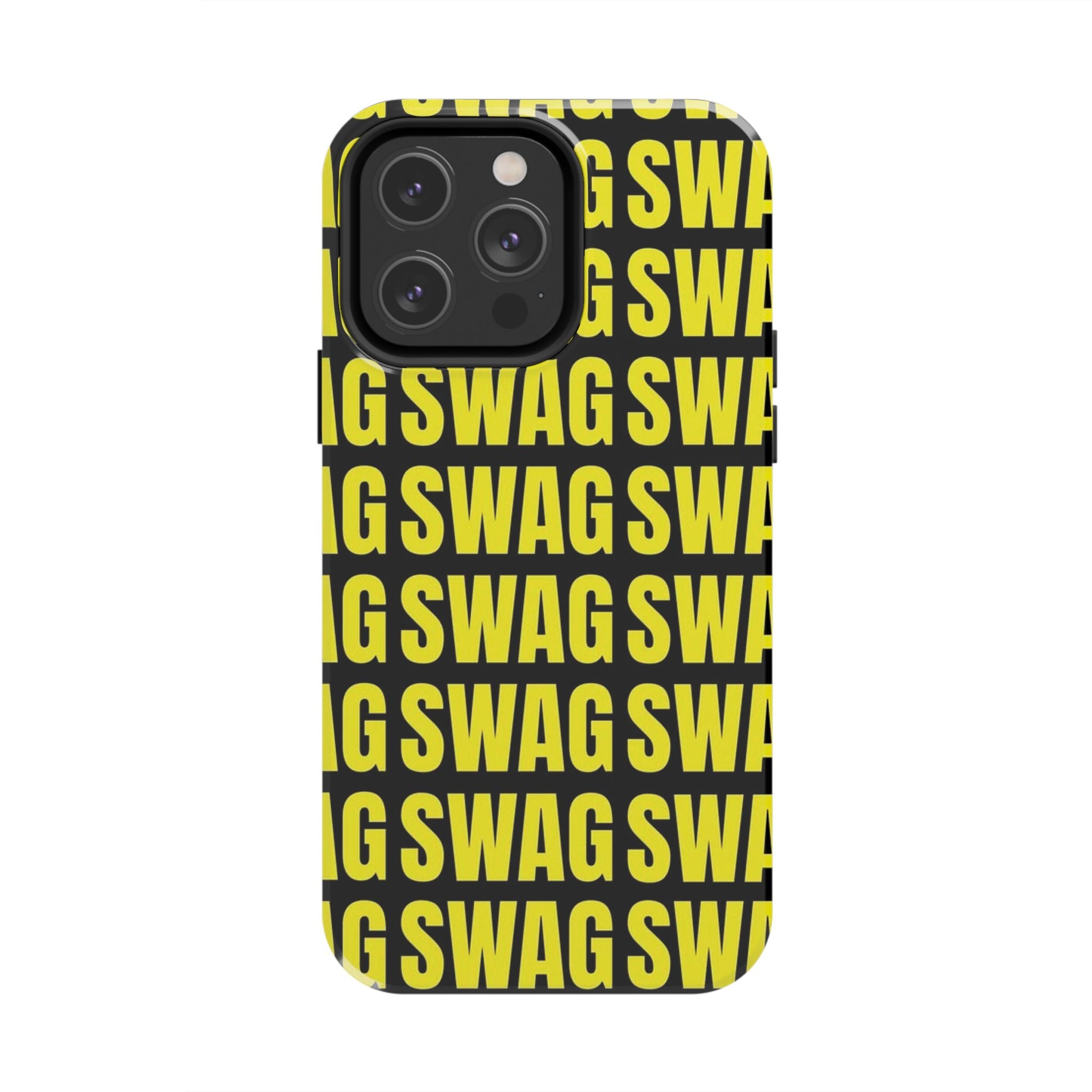 SWAG Pattern Tough Phone Case — Bold Yellow Text Protective Cover