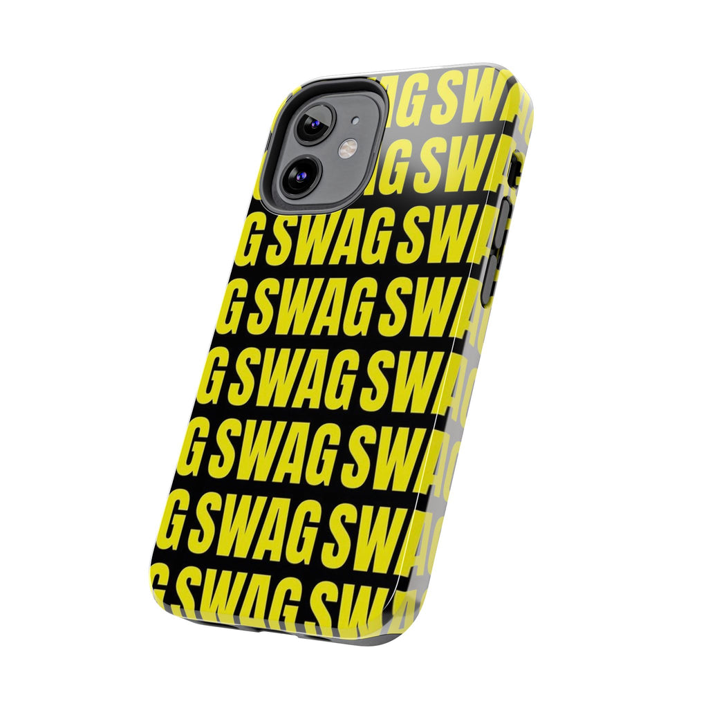 SWAG Pattern Tough Phone Case — Bold Yellow Text Protective Cover