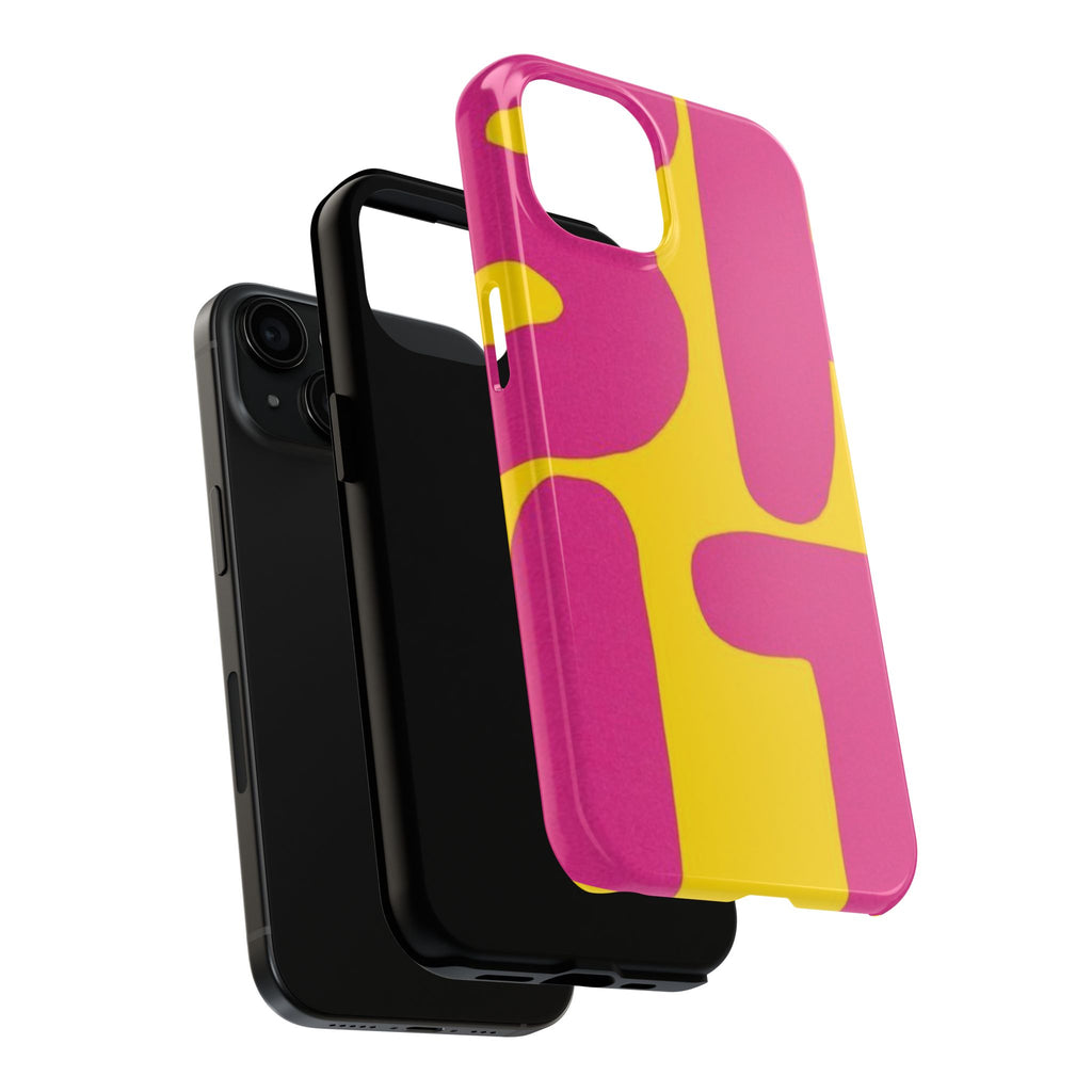 SHIT Retro Abstract Tough Phone Case — Pink & Yellow Pop Art Design