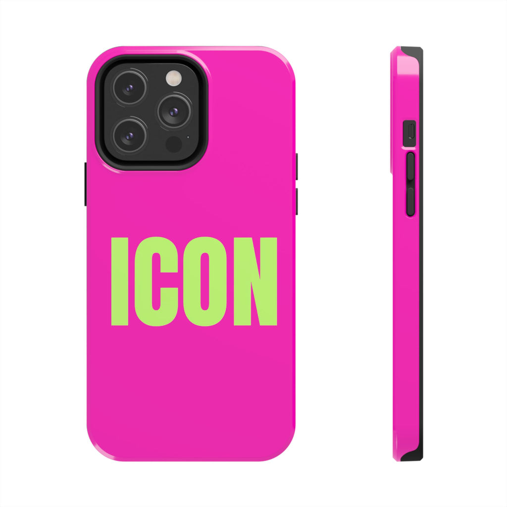 ICON Tough Phone Case — Neon Pink & Lime Bold Text Protective Case