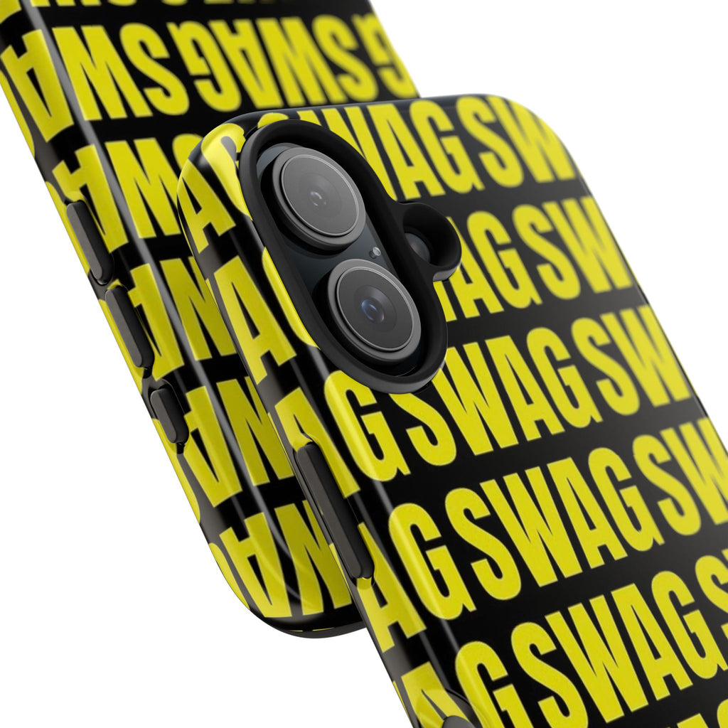 SWAG Pattern Tough Phone Case — Bold Yellow Text Protective Cover