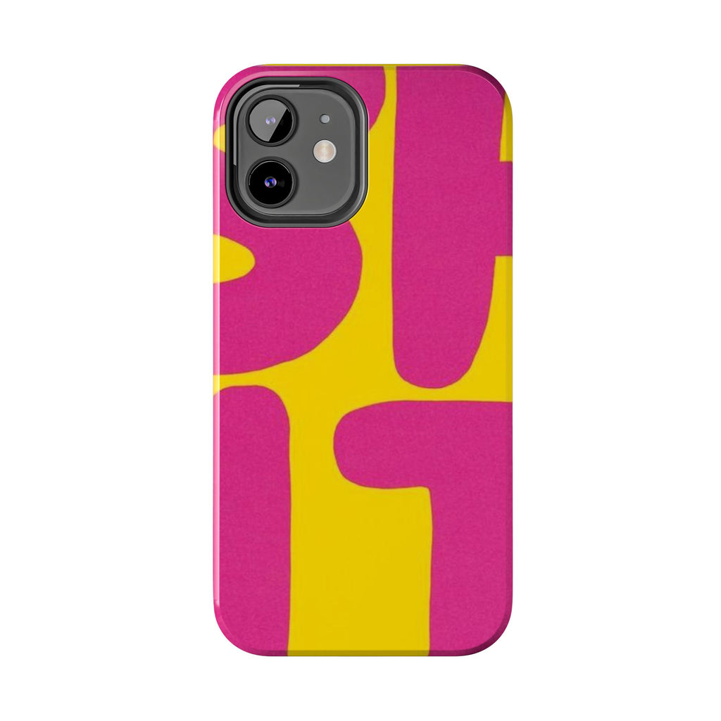 SHIT Retro Abstract Tough Phone Case — Pink & Yellow Pop Art Design