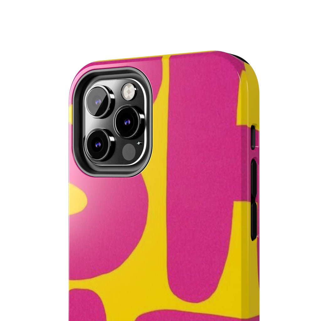 SHIT Retro Abstract Tough Phone Case — Pink & Yellow Pop Art Design