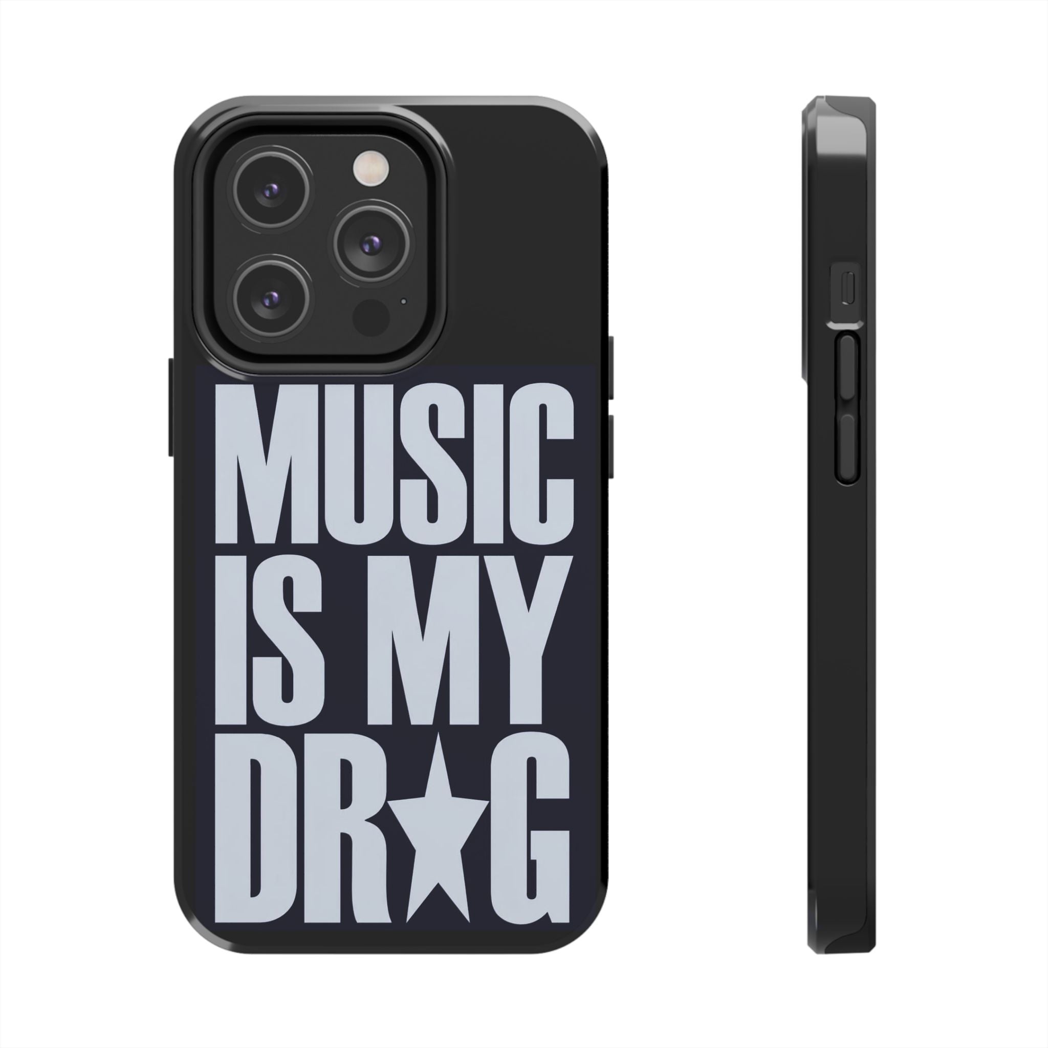 Phone Case — "Music Is My Drg" Bold Typography Protective Case