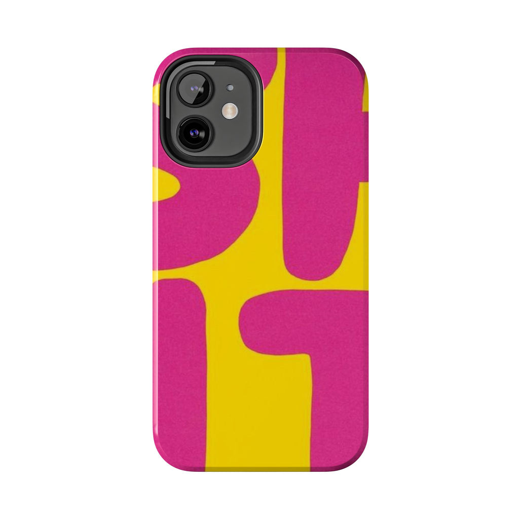 SHIT Retro Abstract Tough Phone Case — Pink & Yellow Pop Art Design