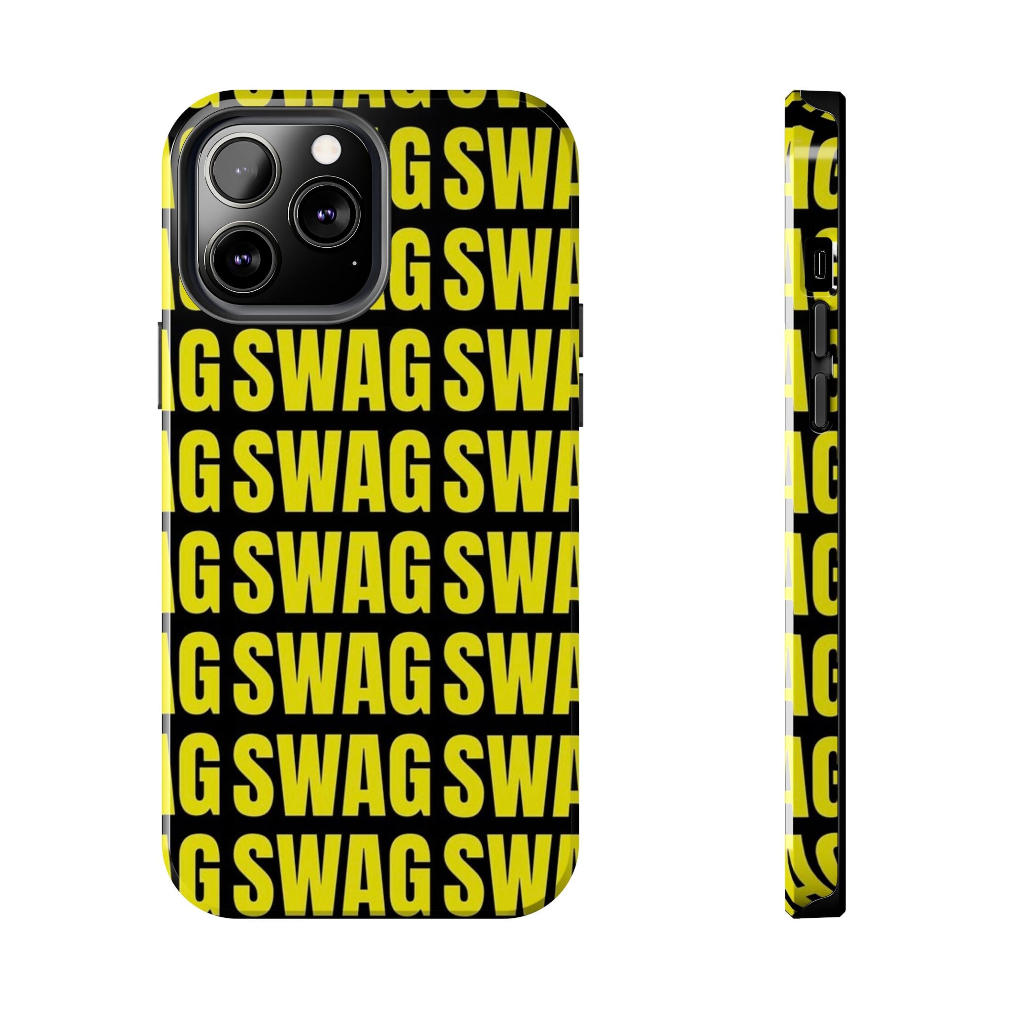 SWAG Pattern Tough Phone Case — Bold Yellow Text Protective Cover