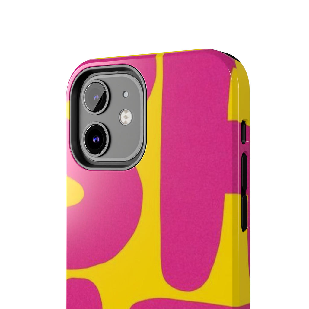 SHIT Retro Abstract Tough Phone Case — Pink & Yellow Pop Art Design