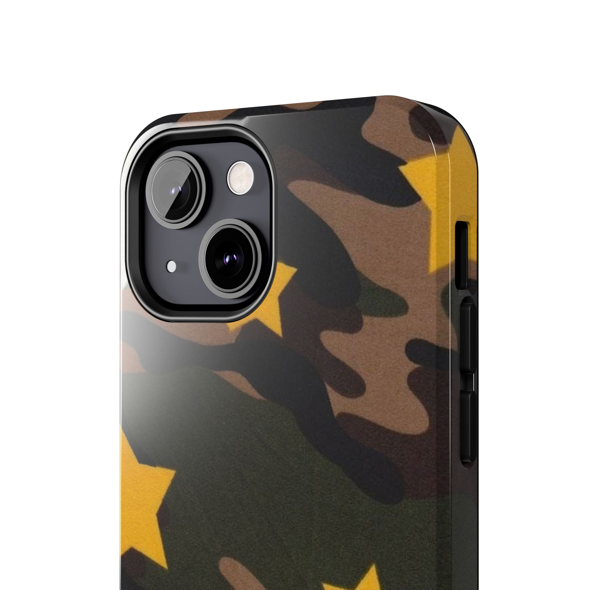 Camouflage Star Tough Phone Case — Military Camo Phone Cover with Yellow Stars