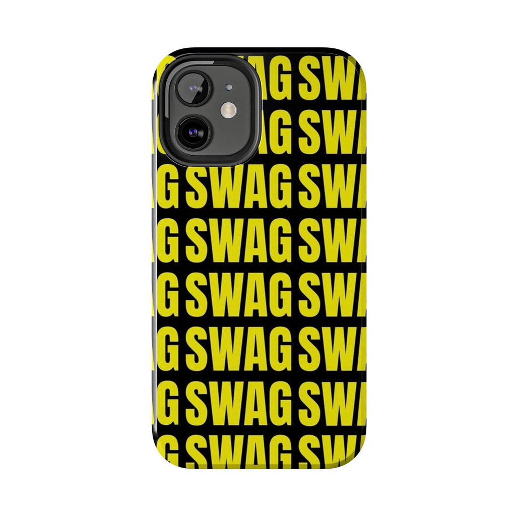 SWAG Pattern Tough Phone Case — Bold Yellow Text Protective Cover