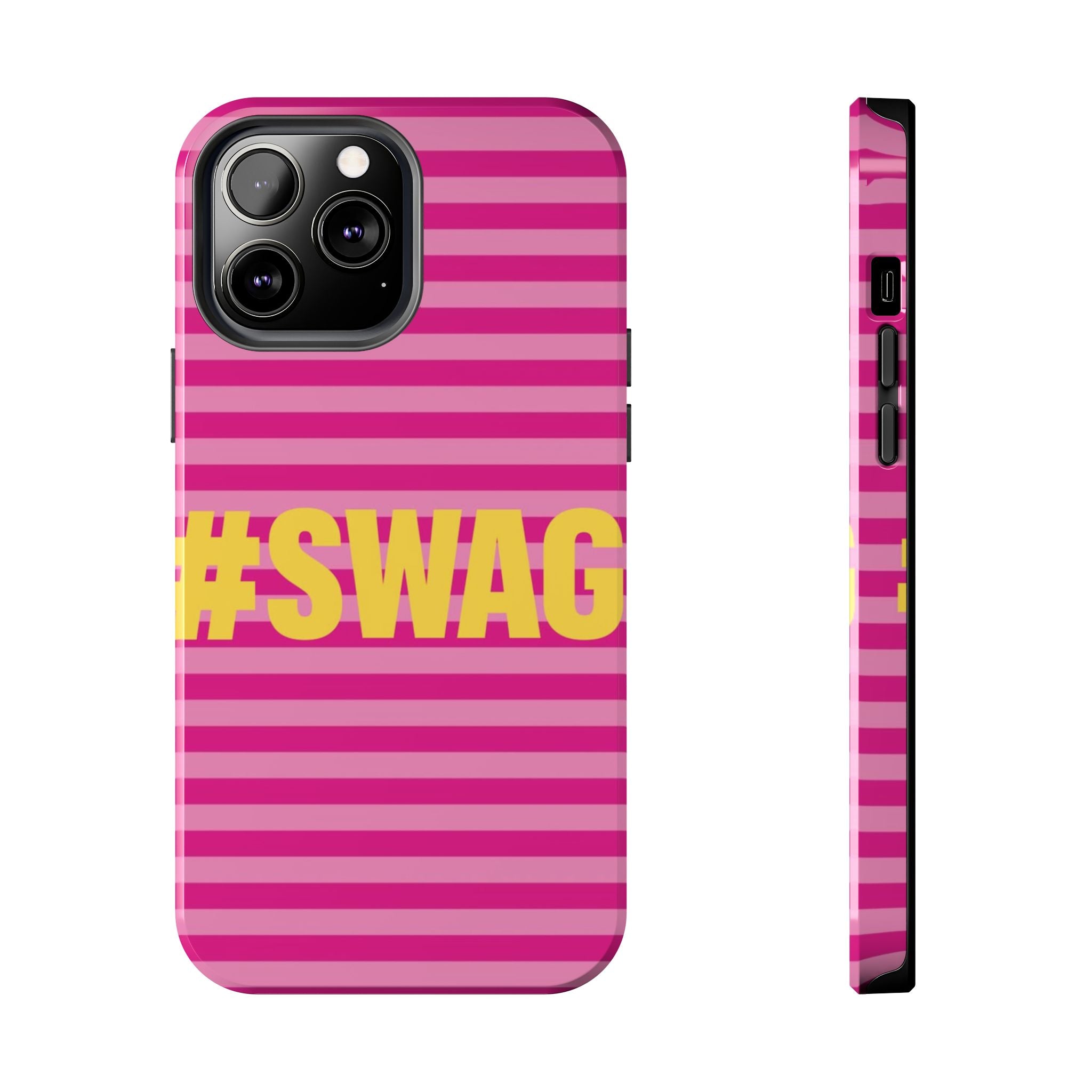 #SWAG Pink Striped Tough Phone Case