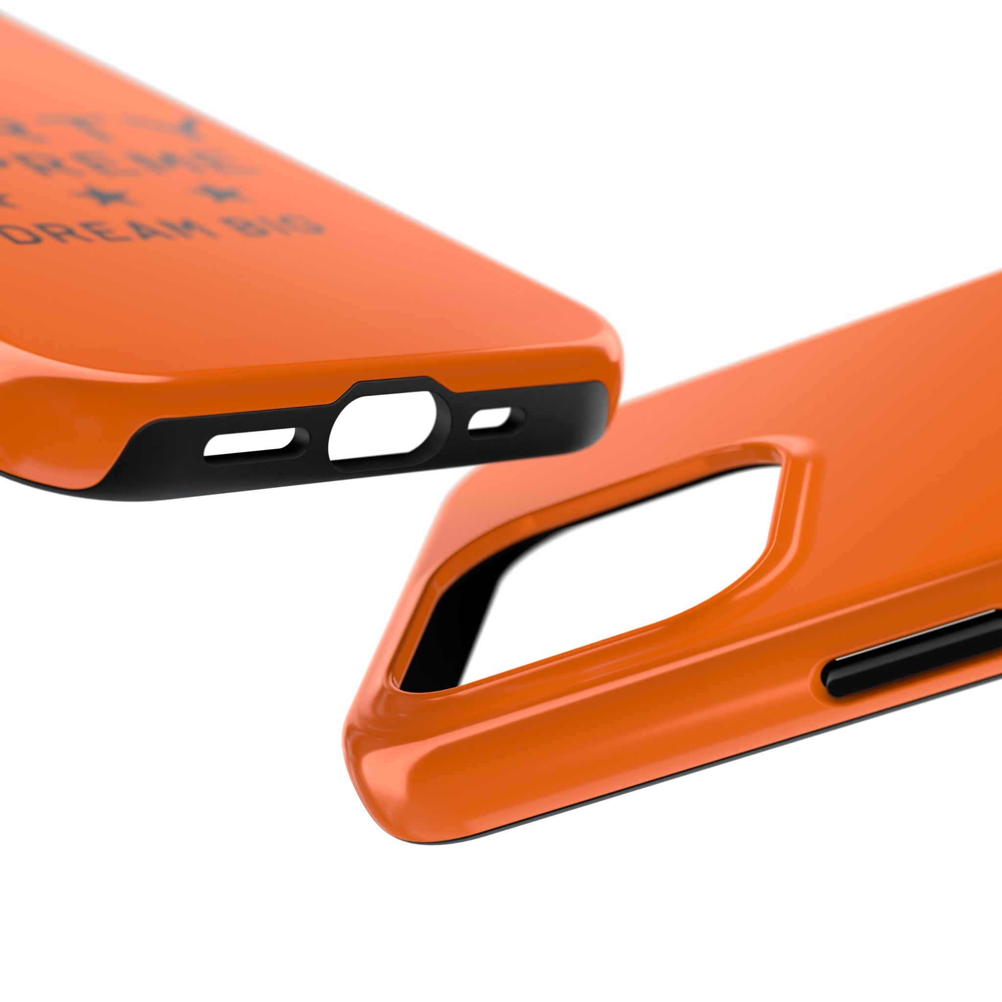 Marty Supreme Tough Phone Case — Orange 'Dream Big' Protective Cover