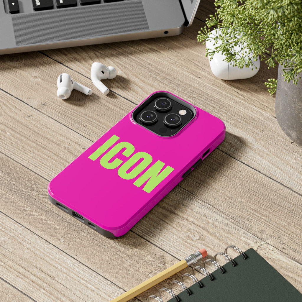 ICON Tough Phone Case — Neon Pink & Lime Bold Text Protective Case