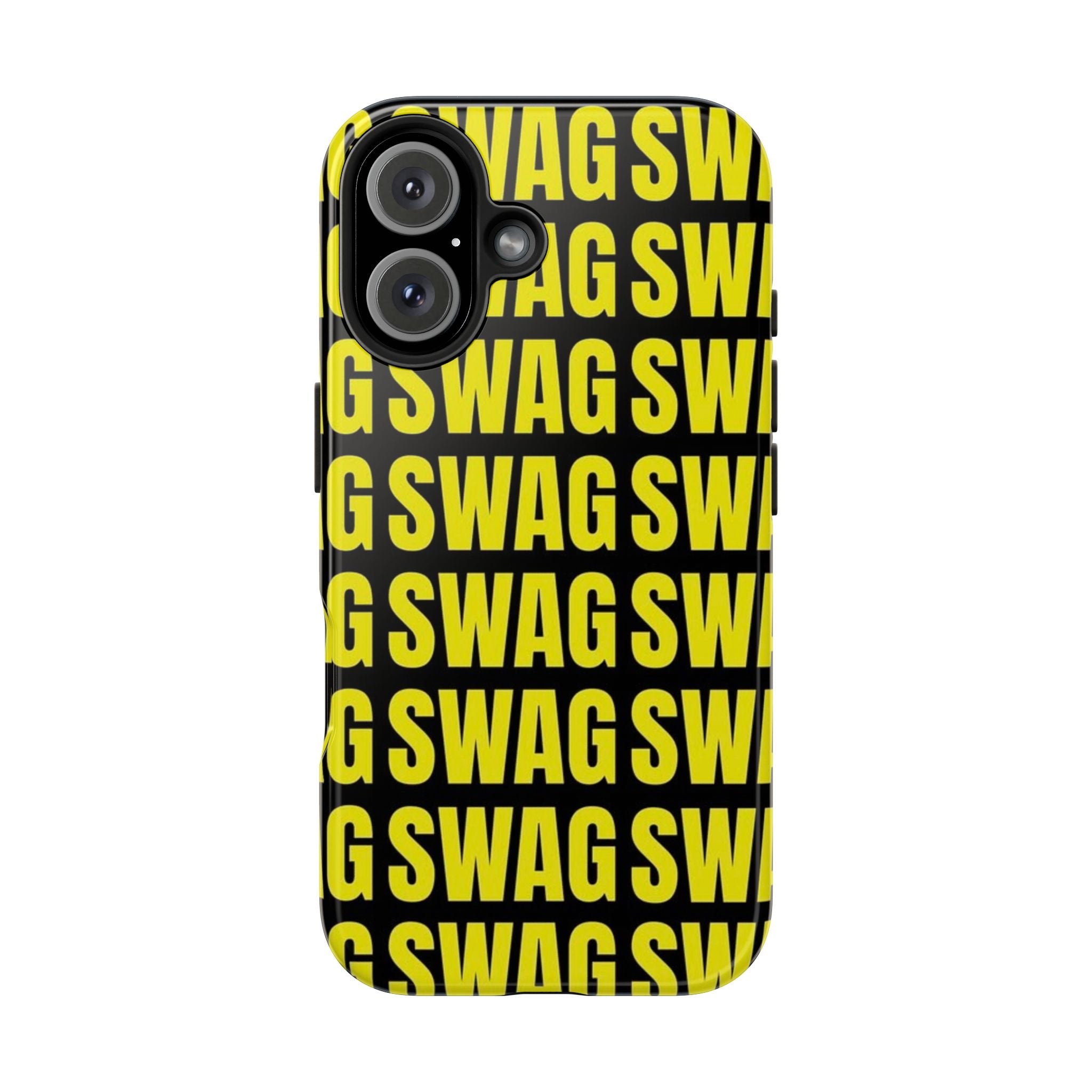 SWAG Pattern Tough Phone Case — Bold Yellow Text Protective Cover