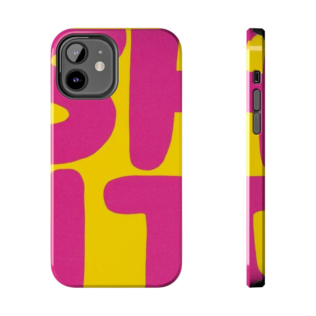 SHIT Retro Abstract Tough Phone Case — Pink & Yellow Pop Art Design
