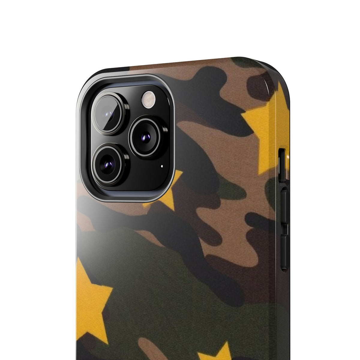 Camouflage Star Tough Phone Case — Military Camo Phone Cover with Yellow Stars