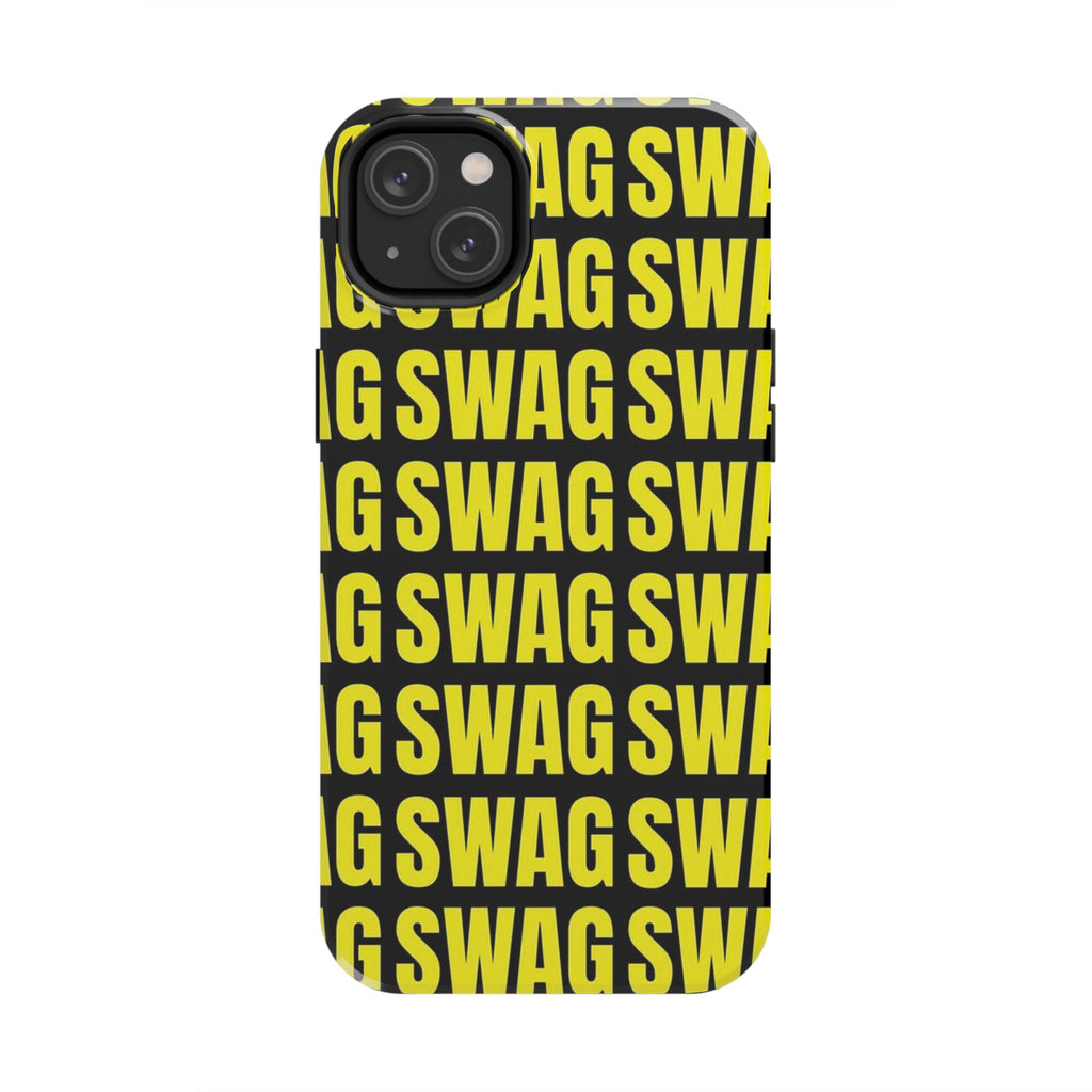 SWAG Pattern Tough Phone Case — Bold Yellow Text Protective Cover