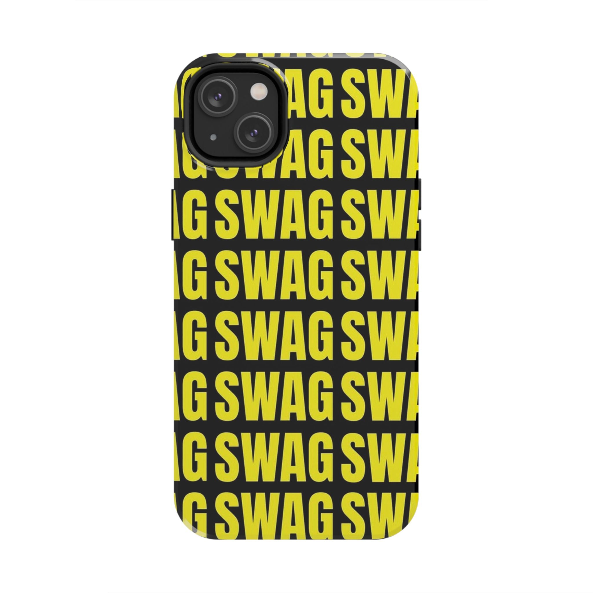 SWAG Pattern Tough Phone Case — Bold Yellow Text Protective Cover