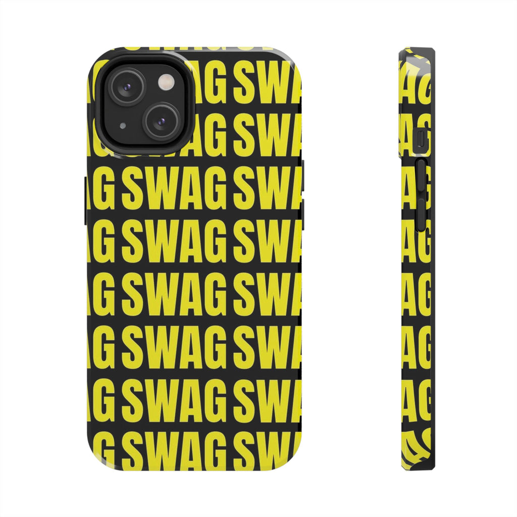 SWAG Pattern Tough Phone Case — Bold Yellow Text Protective Cover